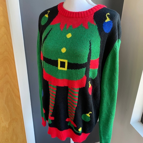 V28 Christmas Elf Body Ugly Christmas Sweater - Picture 3 of 7